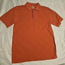 S Scandia Woods Polo Shirt Short Sleeve Coral Orange Mid Century Modern W Pocket