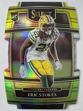 Eric Stokes RC 2021 Panini Select Die-Cut Green & Yellow Prizm Concourse