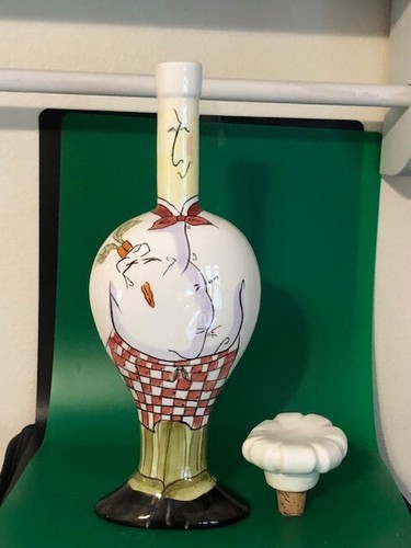 Botella jarra de cerámica de chef caprichosa de la artista Carrie Olsen Garrard 14 1/2" - Imagen 4 de 5