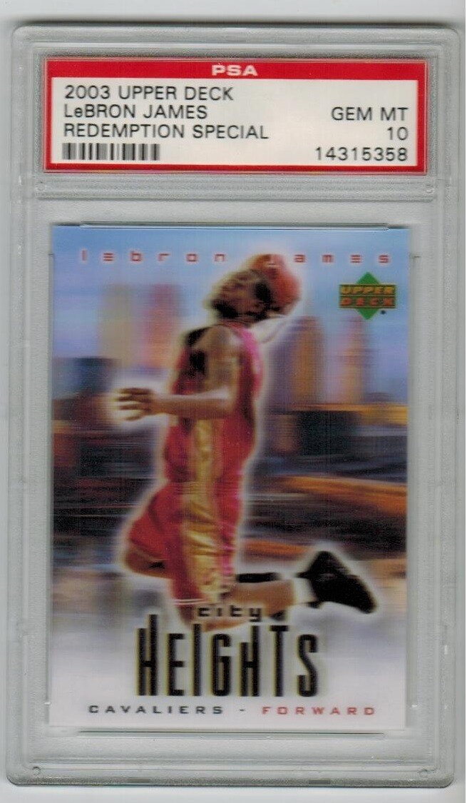 2003 UPPER DECK LEBRON JAMES RC PSA 10 GEM MT REDEMPTION SPECIAL CITY HEIGHTS RC