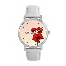 Toff London TLWS-32866 Ladies Red Poppy Flower Watch