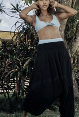 NEW Free People FP Movement Windy Meadow Solid Harem Pants - Black