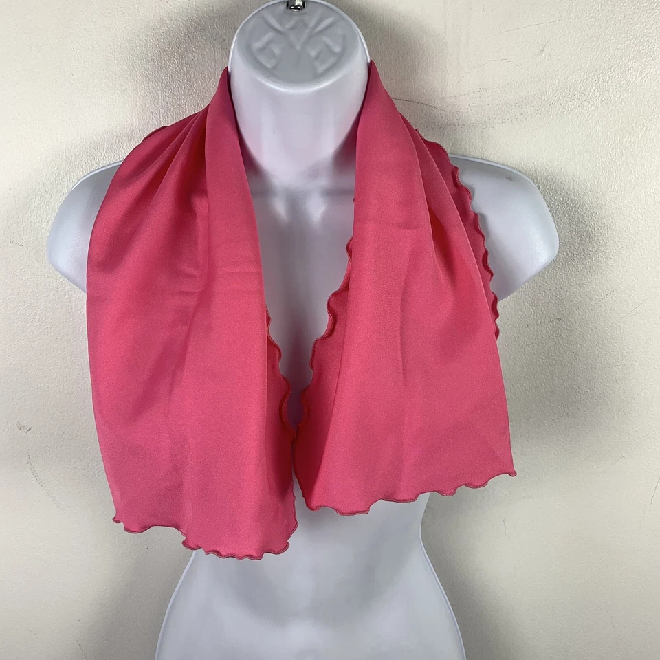 Bufanda vintage para mujer con cuello en la cabeza rosa liso brillante dobladillo con volantes clásica a medida  Foto 2 de 4