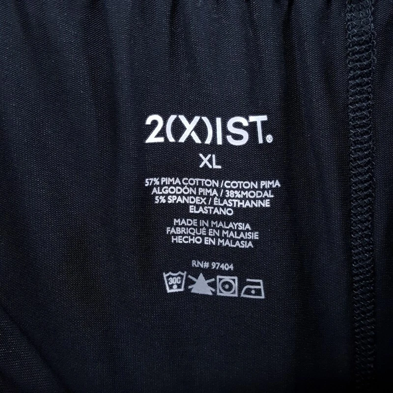 2XIST Shorts Boxer Masculino de Malha Extra Grande Preto Algodão Pima Sem Etiqueta Super Macio - Imagem 2 de 4