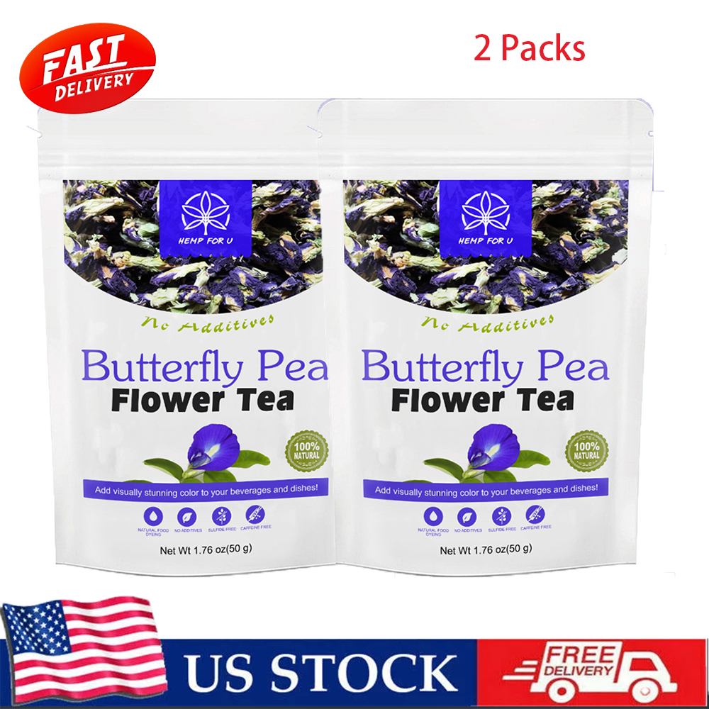 2*100g Butterfly Pea Flower Organic Flowers Dried Tea Natural-Clitoria Ternatea