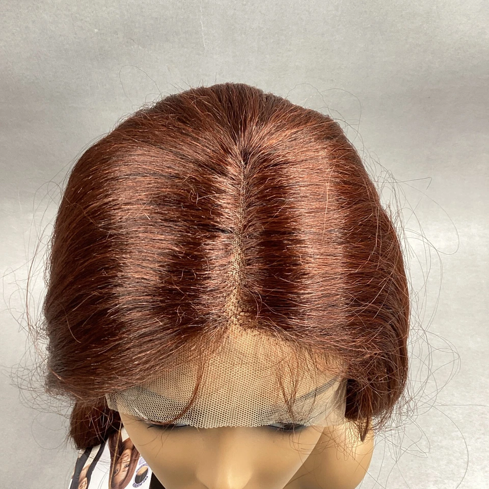 Peruca frontal de renda sintética Kimora reta #marrom gengibre - Imagem 3 de 4