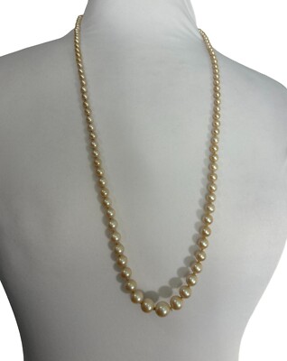 Vintage Faux Pearl Necklace Patent Pending Gold Tone Clasp 29.5'' Grandmacore