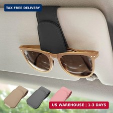 2 Pack Magnetic Leather Sunglass Holder, Eyeglass Hanger Clip for Car Sun Visor,