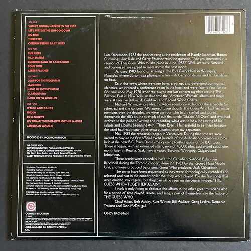 The Best Of The Guess Who Live~NM 2LP Vinyl Set~Randy Bachman~Burton Cummings - Picture 2 of 2