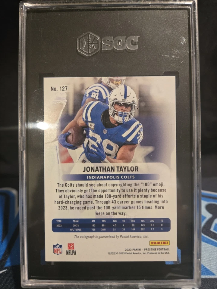 2023 PANINI PRESTIGE 127 JONATHAN TAYLOR SIGNATURE-RED XTRA POINTS PREMIUM - Image 2 of 3