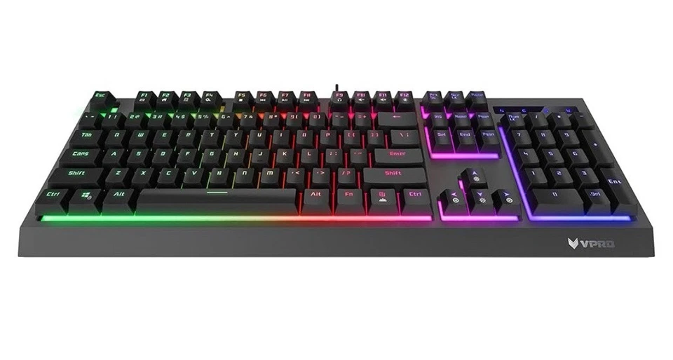 Rapoo V52s Wired USB BACKLIT Qwerty English Black Membrane Gaming Keyboard - Image 2 of 4
