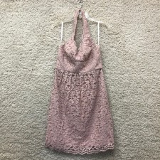 David's Bridal Dress 8 Womens Pink Halter Lace Mini Formal Cocktail Sleveless 8