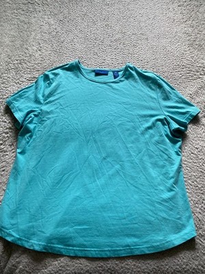 Karen Scott Sport Women Short Sleeve Crew Neck T-Shirt Turquoise Size L