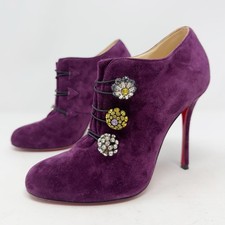 Christian Louboutin Bootoni Mj Crystal Suede Ankle Boots Size 38