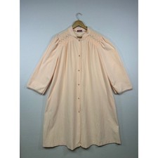 Vintage Coquette Vanity Fair Womens XL Peach Floral Snap Front Housecoat Robe