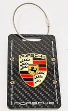 Porshe Text and Logo Carbon Fiber Luggage Tag
