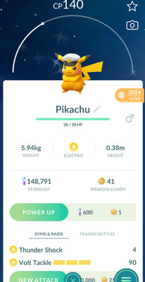 Pokemon Trade Go - Shiny Pikachu Captain Hat - Registered 20K
