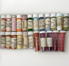Vintage (Lot of 23) Porcelain China Powder Paint Pigment Glass Vials - A2