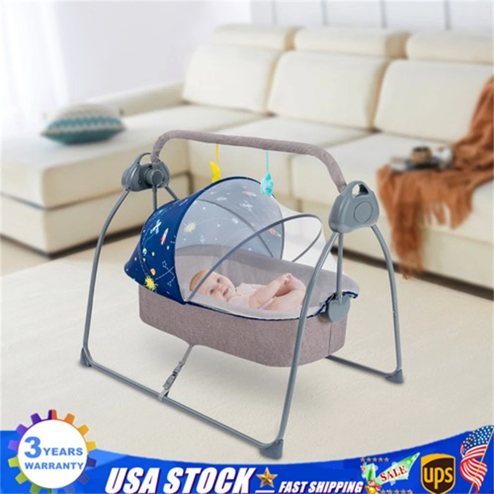 55lbs Electric Baby Swing Motorized Bluetooth Swing Music Cradle Rocker Chairs
