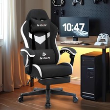 N-GEN GAMING Video Gaming Chair with Footrest Lumbar Support for Home Office Hig