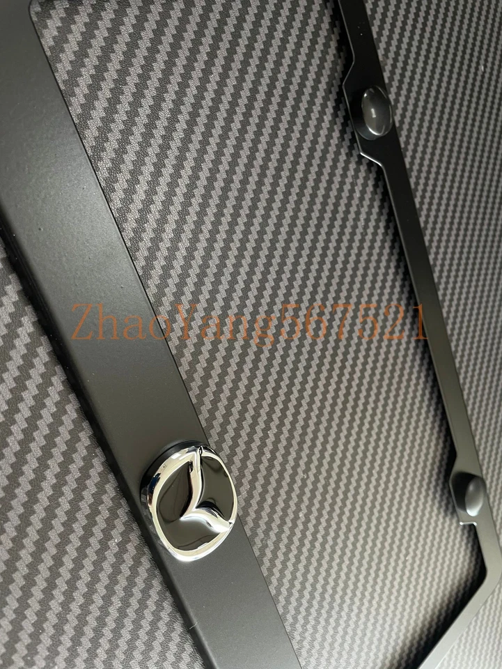 Marco de matrícula de acero inoxidable negro emblema Mazda 3D 1 pieza (plateado/negro) LIBRE DE ÓXIDO Foto 2 de 2