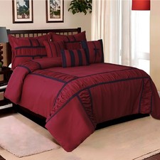 7 Piece Queen Comforter Set Ruffle Patchwork Microfiber Bedding All Seasons