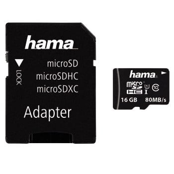 HAMA microSDHC 16GB Class 10 UHS-I 80MB/s + Adapter/Mobile (00124138) #18715863