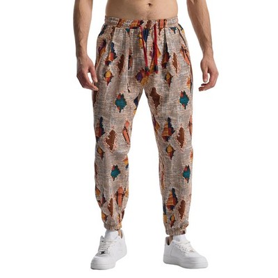 HerrenJogginghose aus Baumwolle mit elastischem Bund, Paisley bedruckter, Hip...