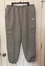 Nike Standard Fit Taper Leg Cargo Pocket Fleece Lined Gray Joggers - Size XL