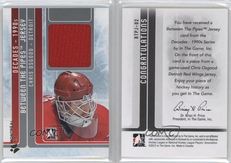 2013 ITG Decades 1990s Silver Montreal Card Show 1/1 Chris Osgood #BTPJ-02 2a8 - Image 3 of 3