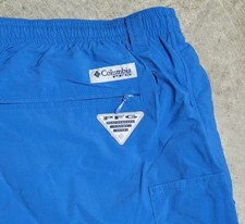 Mens Columbia PFG Backcast Swimming Trunks Omni Shade Blue XXL Drawstring NWT