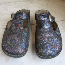 Alegria ALG-542 Black/Paisley Women's Classic Leather Slip On Clog Shoes 9 EU 39