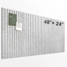 8 Pack Silver Gray Felt Wall Tiles, Slat Wall Paneling, Adhesive Tabs, Pin Board