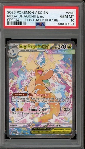 Pokemon Mega Dragonite ex Ascended Heroes Special Illustration Rare #290 PSA 10