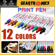 12PCS Waterproof Permanent Paint Marker Pen Car Tyre Tire Tread Rubber Metal US