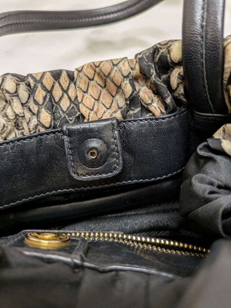 PRADA Python Pattern Nylon Leather Shoulder Bag B… - image 10
