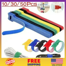 50/10pcs Cable Straps Wire Cord Hook Loop Ties Reusable Fastening Organizer Lot