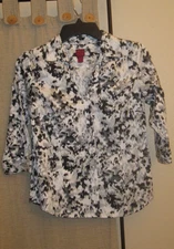 PXS XS shirt top button front collared black white gray 212 New