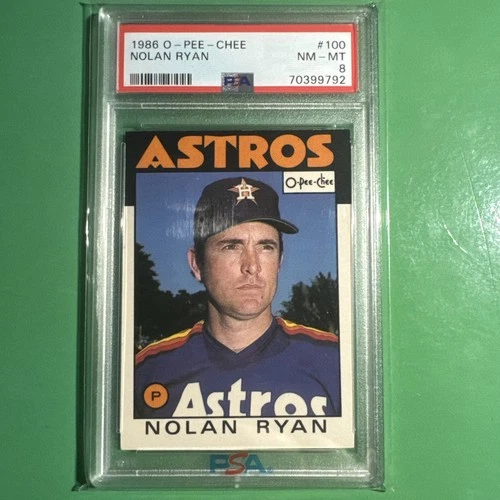 1986 O-Pee-Chee OPC #100 Nolan Ryan HOF PSA 8 NM-MT Houston Astros