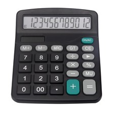 Desk Calculator, Basic Office Calculator with 12 Digits Large Display, Black 
