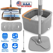 Spin Mop and Bucket Set 4pcs Replacement Microfiber Mop Pads for Floor Cleaning