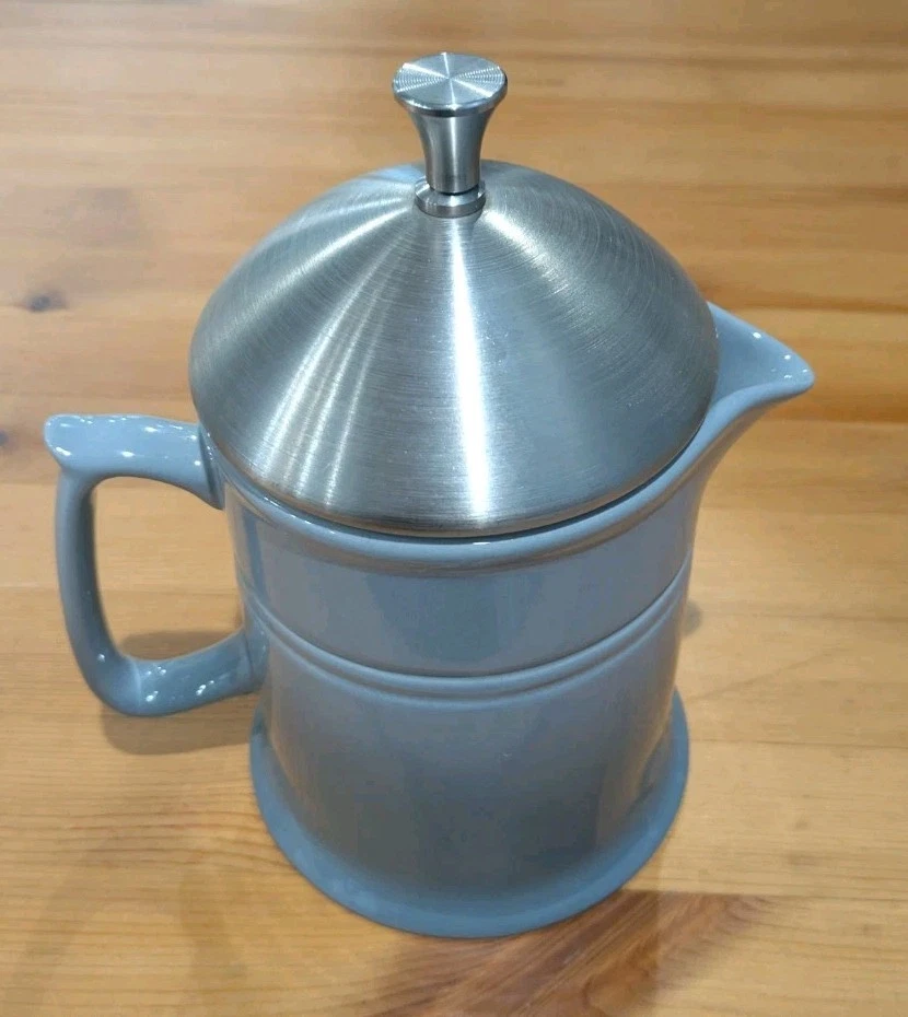 Chantal Ceramic French Press 92-FP16 16 oz Coffee Maker Lavender Gray Stainless