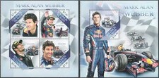 LS127 2013 ÎLES SALOMON MARK WEBBER FORMULE 1 RED BULL #2102-06 1KB + 1BL MNH
