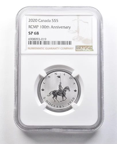2020 Canada 5 Dollars Silver RCMP 100th Anniversary SP68 NGC *8393