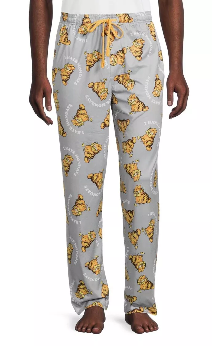 Garfield the Cat Mens Lounge Sleep Pajama Pant Big Tall 2XL Gray Polyester  Blend