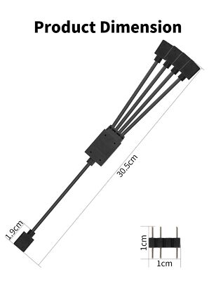 5v 3pin Argb Splitter Cable 1 Female To 4 Female 3 Pins Extension Connector Cord