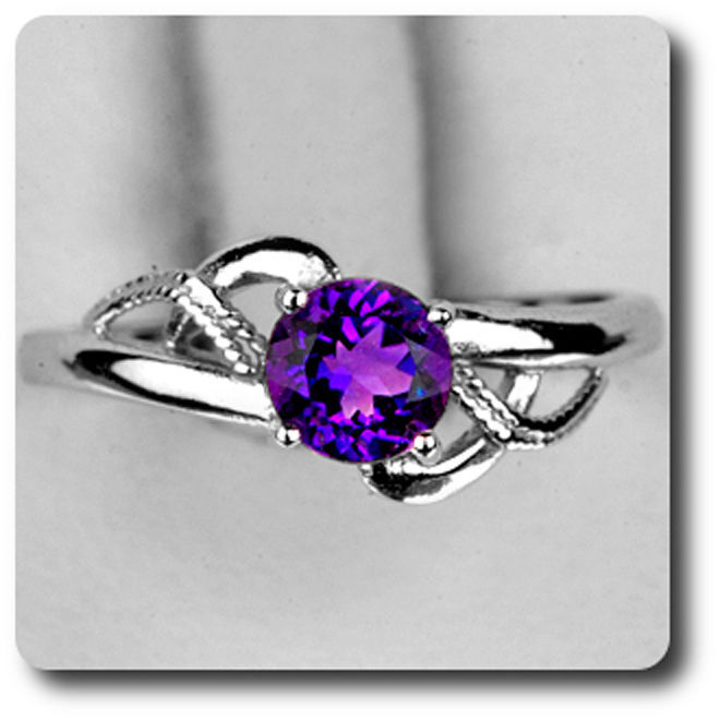 Bague En Argent 925 Plaqué Or Blanc Avec Améthyste - Taille 54, 3.19g, Neuve Avec étiquettes