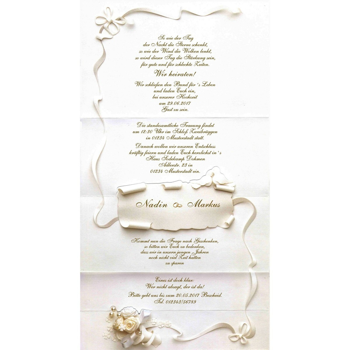 EDLE Hochzeitskarten mit kostenlose Textdruck, Umschlag Einladung Hochzeit Karte