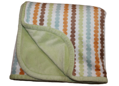 Kenneth Brown Baby Blanket Green White Orange Strand Bead Pattern Infant Boys