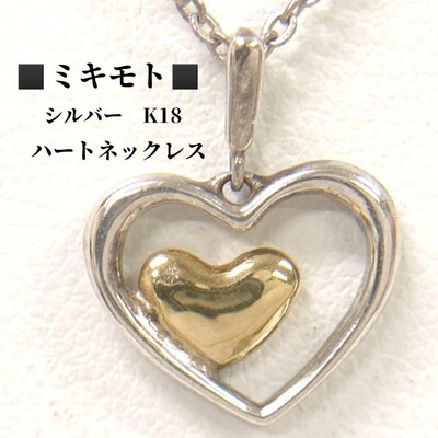 MIKIMOTO Silver K18 Heart Necklace Pendant for Women Accessories 